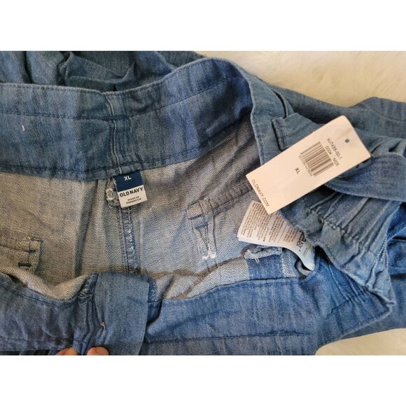 Old Navy Chambray Sz XL High Waist Shorts Tie Waist 100% Cotton New - Picture 6 of 6
